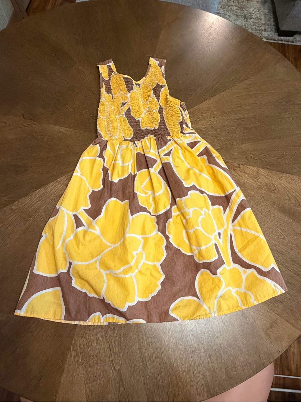 Zara Yellow and Brown Floral Smocked Sundress for Kids
